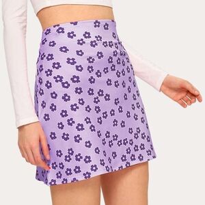 Lilac Floral Mini Skirt